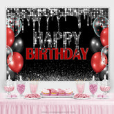 Lofaris Sliver Bokeh Glitter Black Happy Birthday Backdrop